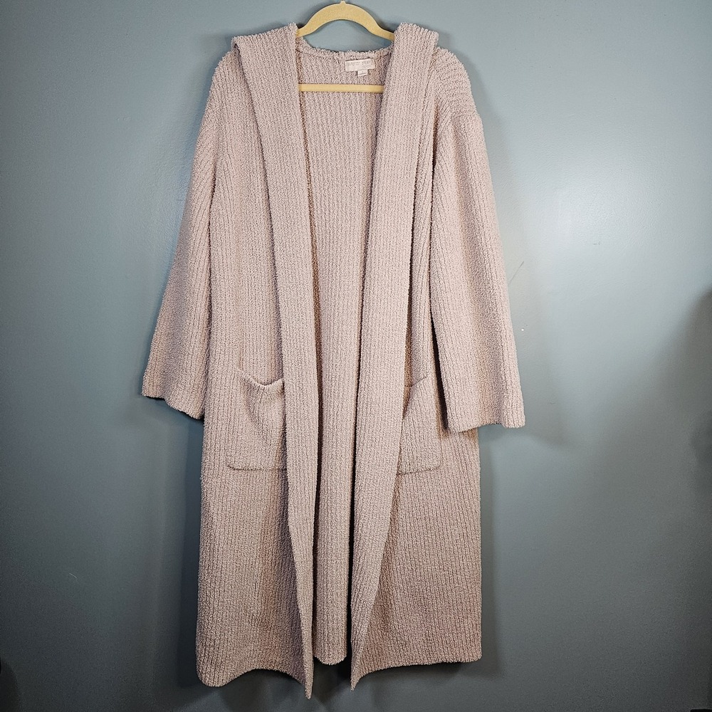 Barefoot‎ Dreams CozyChic Ribbed Hooded Beige Bath Robe Loungewear Unisex Size 1